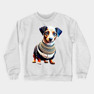 Glamour Pup: Elegant Dachshund with Statement Jewelry Crewneck Sweatshirt